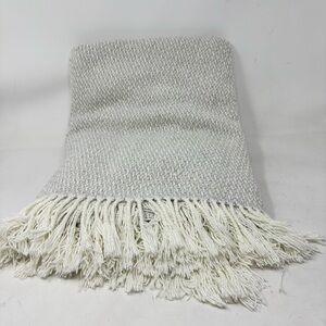DOCOFIL Gray Woven Cotton Acrylic Throw Blanket Fringed Cozy Soft Portugal